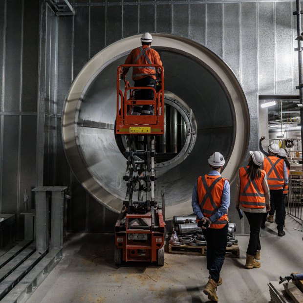 Work underway on the new metro station beneath Martin Place.