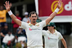 Australia’s Mitchell Starc appeals for a wicket on day three.