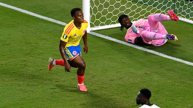 Colombia's Jhon Arias celebrates.