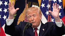 Donald Trump told a crowd “only a Hispanic could survive that fall” in a bizarre White House speech.