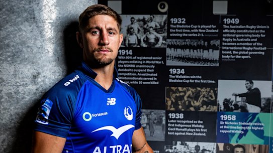 Former Rugby League Player Zac Lomax portrait session to announce his signiing with Western Force and the Australian Rugby at Rugby HQ in Paddington NSW on March 10, 2026 Photo: Ben Symons / SMH
