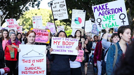Pro abortion protesters in Sydney.
