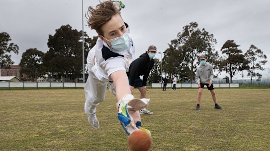Junior cricket players at the Newport Digman Cricket Club adjust to training with new COVID safe rules. 