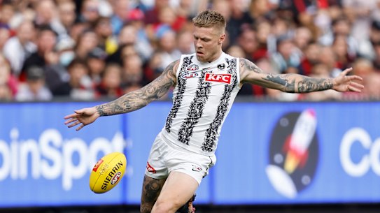 Jordan De Goey in full flight on Anzac Day.