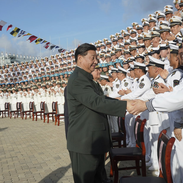 President Xi Jinping attends the commissioning of China’s first entirely home-built aircraft carrier in December. 