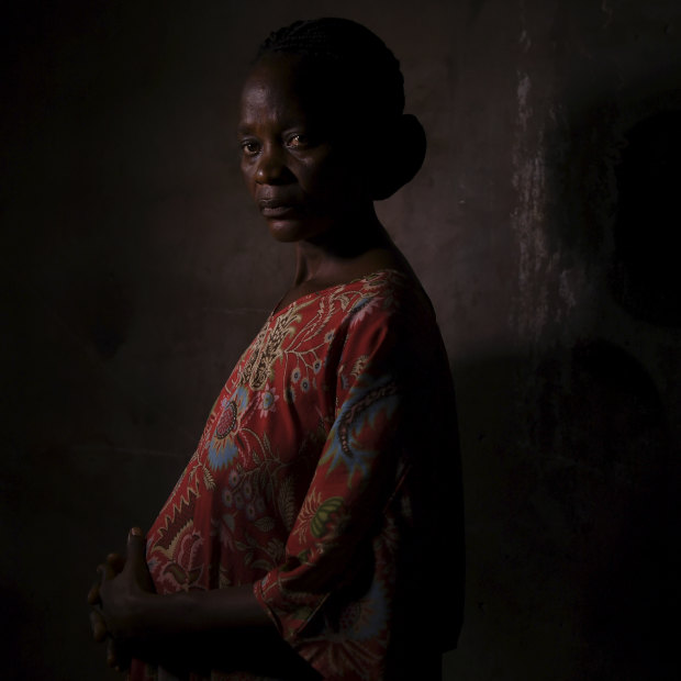 A pregnant Jose Bangamba, 30, has been captured and enslaved six to seven  times during the conflict in Kasai.