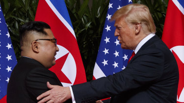 North Korean leader Kim Jong-un and US President Donald Trump in Singapore, on June 12.