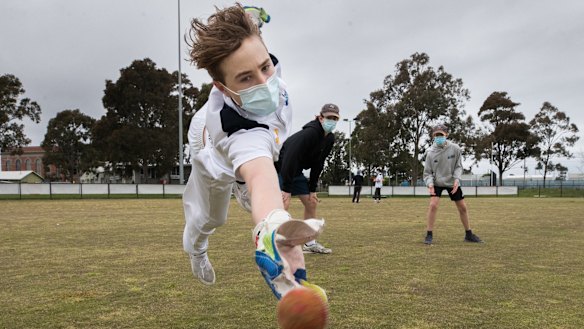 Junior cricket players at the Newport Digman Cricket Club adjust to training with new COVID-safe rules. 