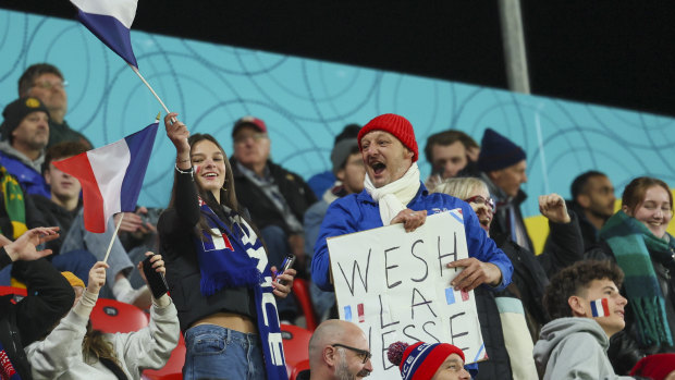 French supporters in the stands.