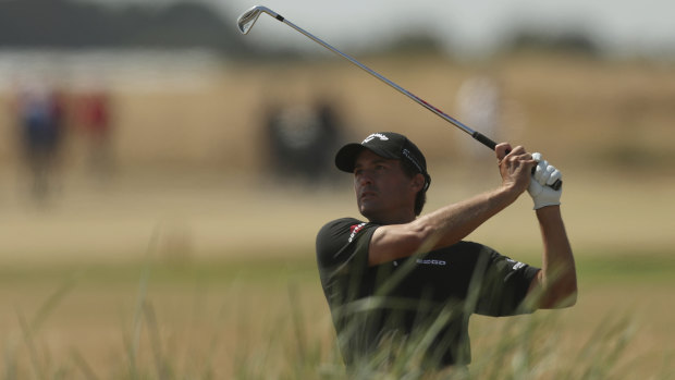 Front-runner: American Kevin Kisner leads the British Open after the first round.