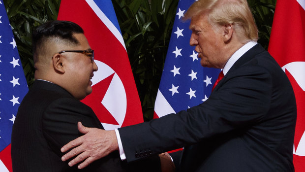 Kim one, Trump zero: The North Korean leader and US President in Singapore this year.
