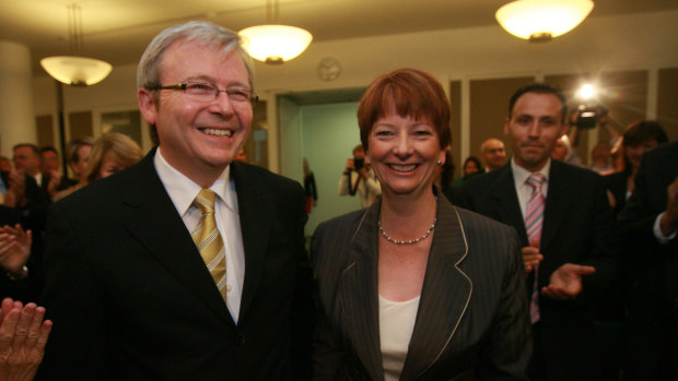 Kevin Rudd and Julia Gillard at Parliament House in the days after their 2007 election win.