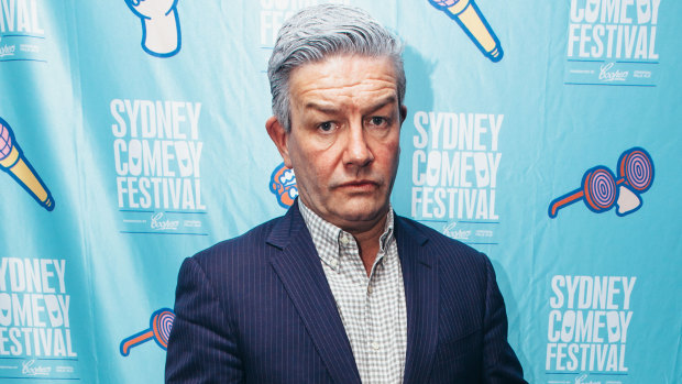 Is that you Malcolm? Lawrence Mooney at the Sydney Comedy Festival launch at the Sydney Opera House on Monday.