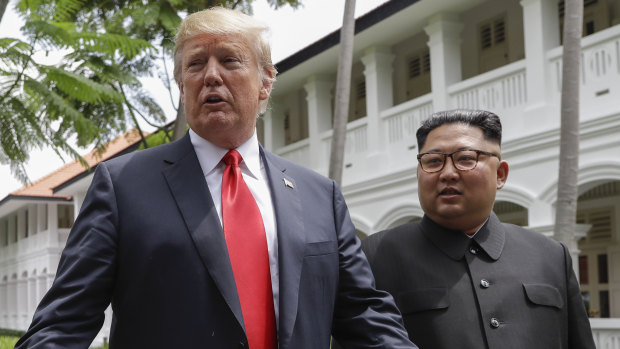 US President Donald Trump and North Korea leader Kim Jong-un in Singapore.