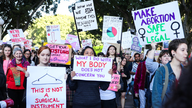 Protesters in Sydney last month ... an abortion reform bill with multi-party support will be introduced this week.
