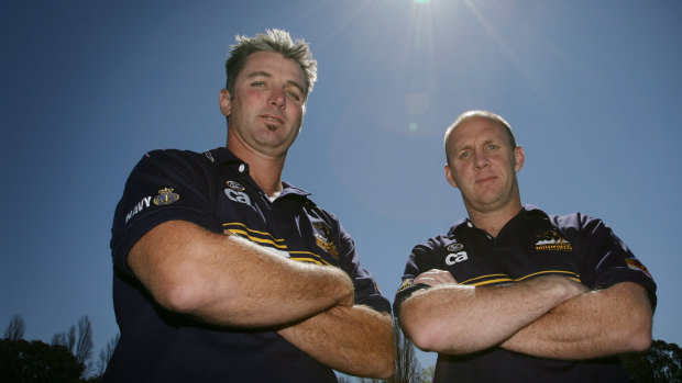 Coleman (left) during his time in Canberra as coach of the Brumbies academy. 