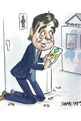 The Tabcorp boss on a cheeky break, as imagined by CBD.