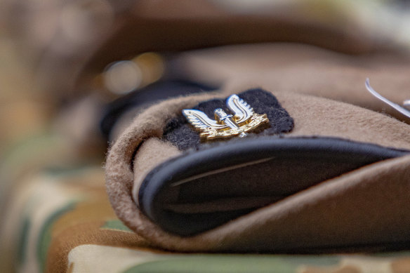 SAS sandy berets ready to be handed to those who have completed the training.