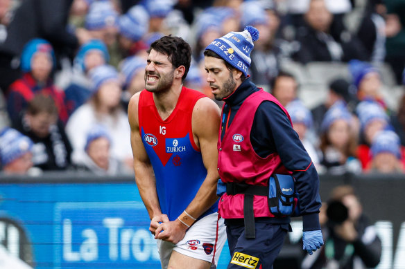 Christian Petracca was in immediate pain after the collision, but returned to the field before his condition deteriorated.