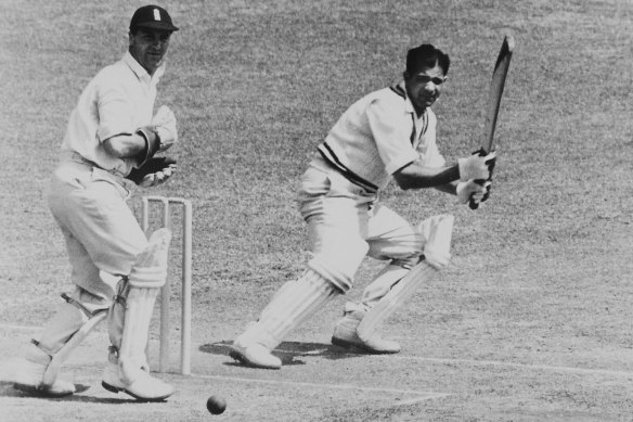 The gifted Vinoo Mankad turns one through the slips during the second Test between India and England at Lord’s in 1952.