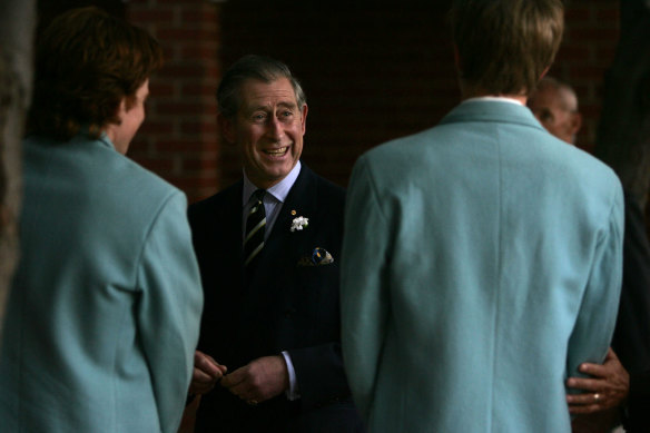 The future King Charles III with Geelong Grammar students in 2005 when he returned to the campus he attended as a teen. 