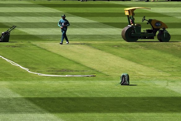 The MCG pitch five days before the match.
