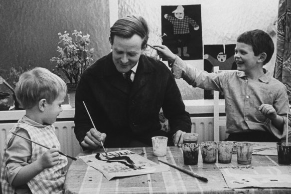  An artistic moment in 1964: John Le Carre with Stephen (left) and Simon Cornwell.