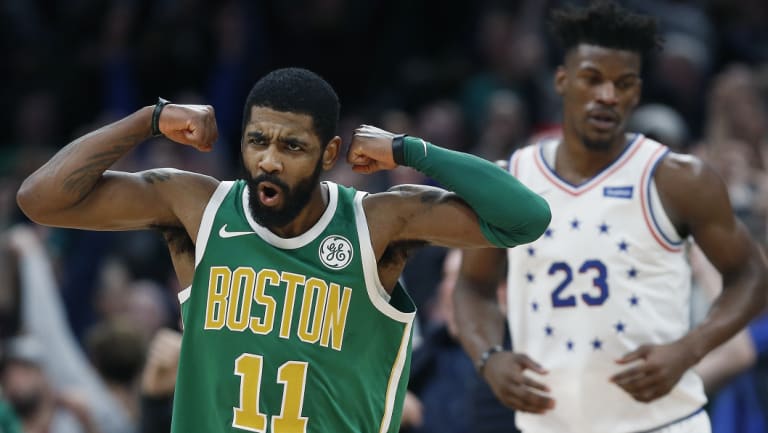 Stepping up: Boston's Kyrie Irving.