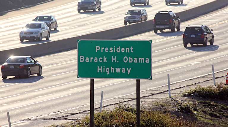 A section of a Los Angeles freeway has been named after Barack Obama. The former president attended Occidental College in Eagle Rock near the highway.