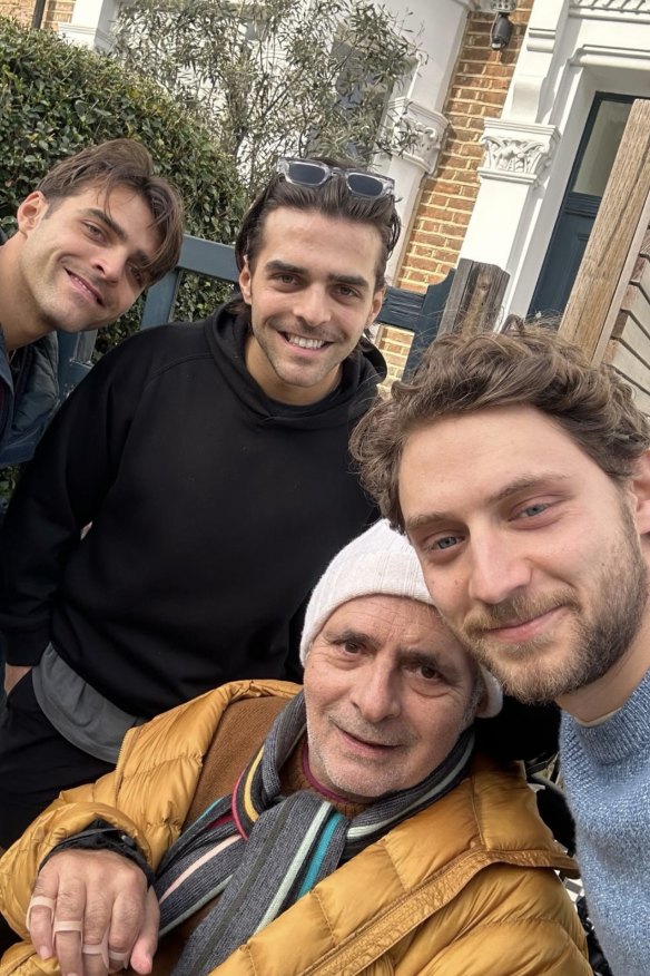 Kureishi with sons Sachin, Carlo and Kier. Carlo, a screenwriter, published his dad’s dictated post-accident thoughts on Substack. They became his new memoir, Shattered.