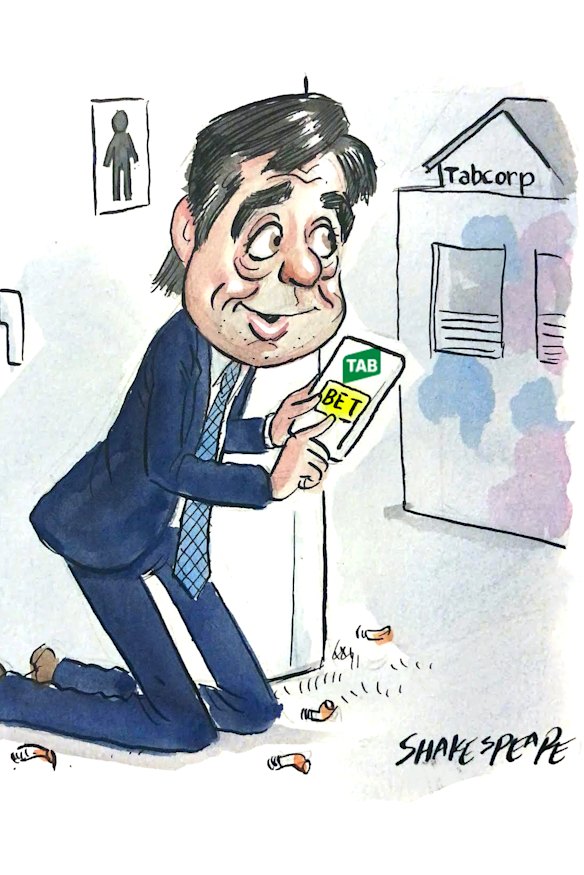 Tabcorp boss Gillon McLachlan on a cheeky break.
