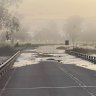 A flooded road in Gunnedah, in north-west NSW.