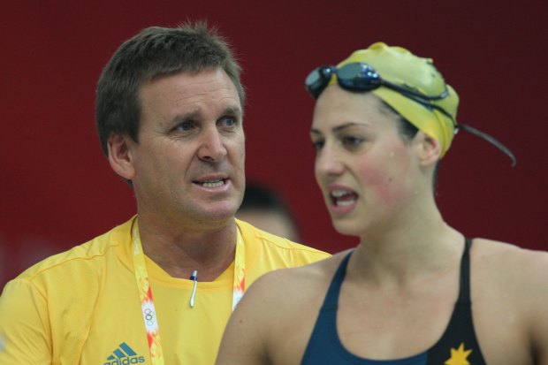 Michael Bohl, who now coaches Kaylee McKeown, and Steph Rice at the 2008 Beijing Olympics.
