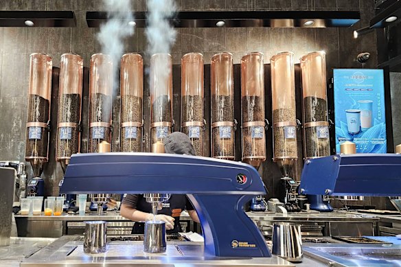 High-pressure tea brewing equipment at Tea &amp; Co.