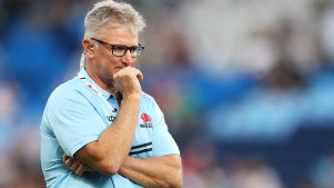 Waratahs head coach Darren Coleman during a round one loss to the Brumbies.
