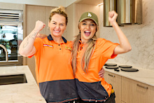 Courtney and Sev went into Kitchen, Butler’s Pantry and Powder Room week off the back of a win. Can their high-end finishes and flawless design instincts score them another win?