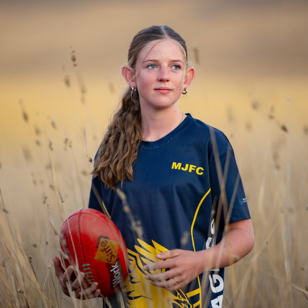 Phoebe Guppy, 13, has been playing Aussie Rules since she was six.