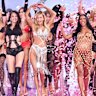 Models walk the runway during the Victoria’s Secret fashion show in Brooklyn.