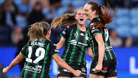Western United’s Hannah Keane celebrates her winning goal.
