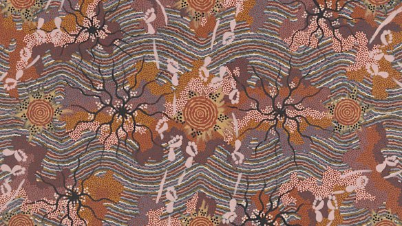 Detail from Clifford Possum Tjapaltjarri's Larumba, 1993.