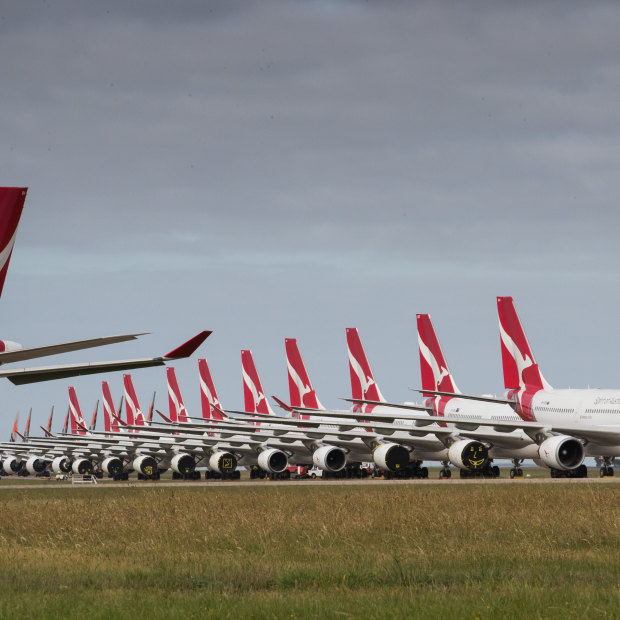 Qantas planes grounded in April. 