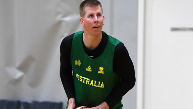 Brock Motum of the Australian Boomers squad during a training session at Melbourne Sports and Aquatic Centre in August.
