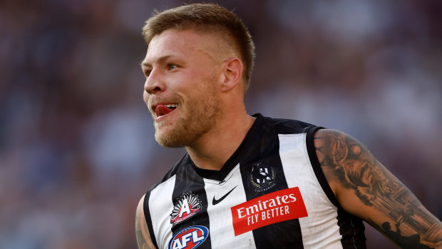 Jordan De Goey was hugely influential for Collingwood against Essendon.