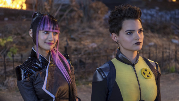 New friends? Shioli Kutsuna, left, and Brianna Hildebrand in Deadpool 2.