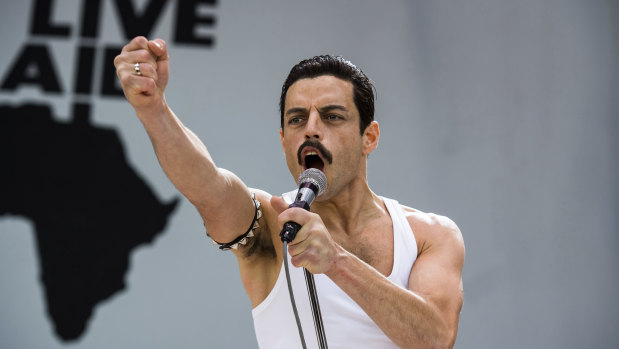 Rami Malek as Freddy Mercury in Bohemian Rhapsody.