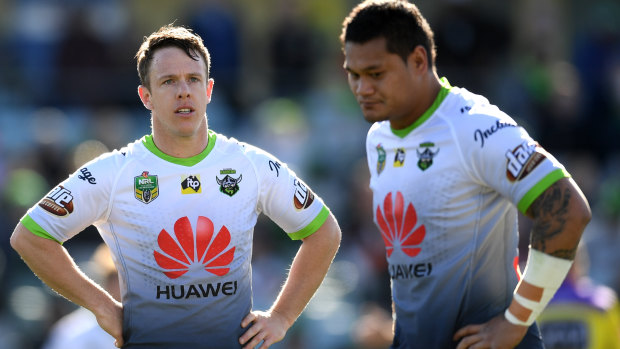 Sam Williams and Joey Leilua show their disappointment in Sunday's loss to the Tigers.