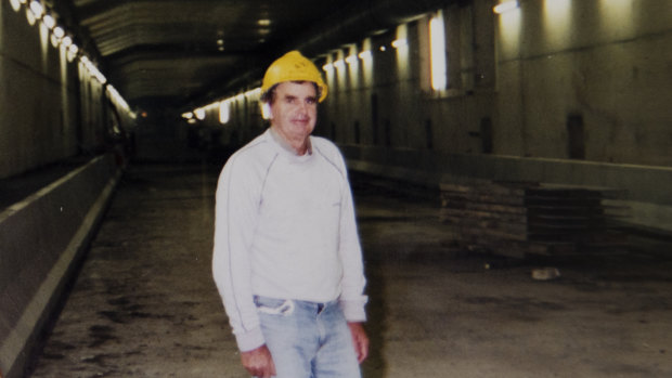 At work in the Sydney Harbour Tunnel in 1991. 