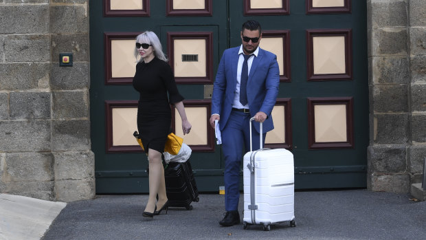 Salim Mehajer and his lawyer Zali Burrows are seen as he leaves Cooma Correctional Centre in Cooma.