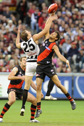 Paddy Ryder doing battle with Josh Fraser in the ruck.