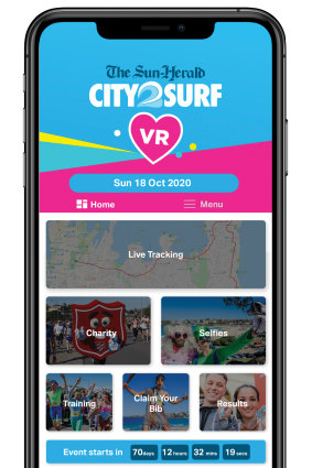 A mock-up of the City2Surf app which entrants will use to track their runs.